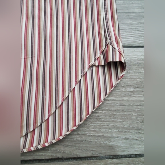 Faconnable men's 100% cotton classique tan gray burgundy striped dress shirt M - Picture 4 of 7